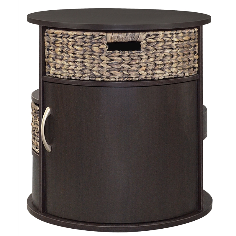 Gallerie Decor All-In-One Round Transitional Wood Side Table in Espresso