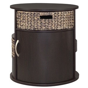 Gallerie Decor All-In-One Round Transitional Wood Side Table in Espresso