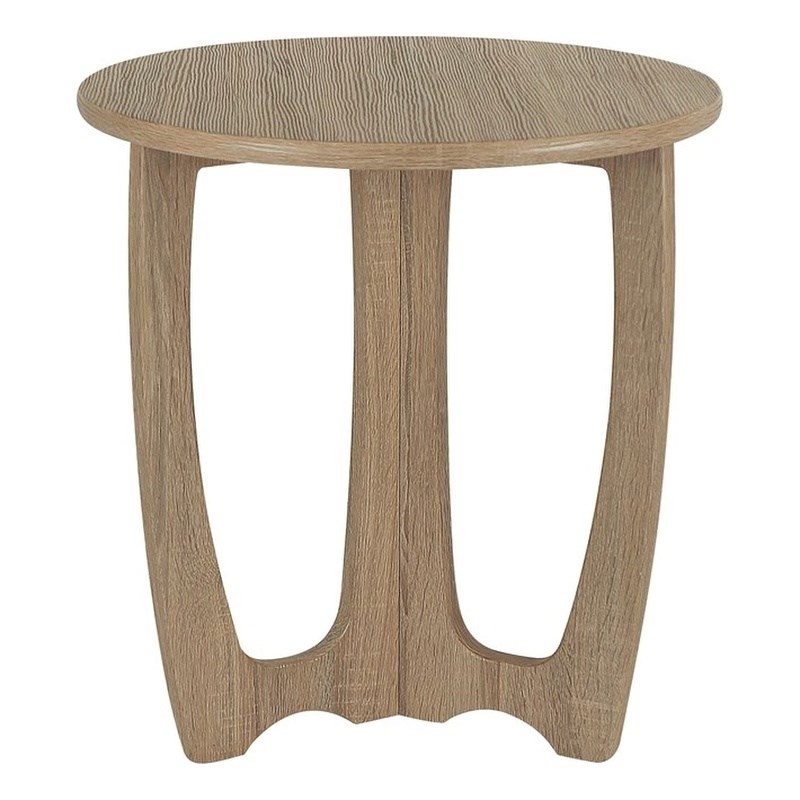 Gallerie Decor Edgewood Contemporary Wood Side Table with Carved Leg in Natural
