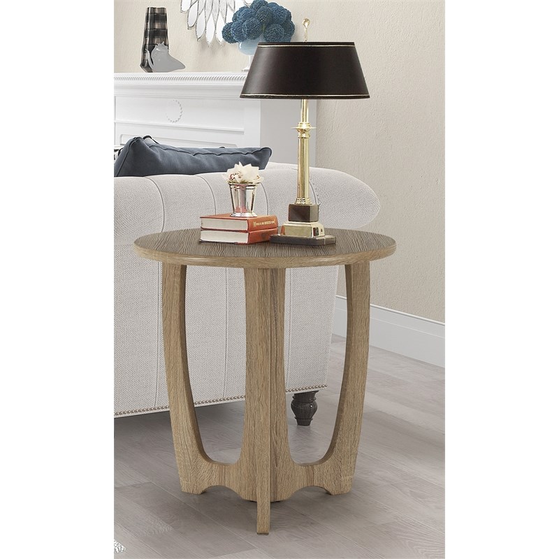 Gallerie Decor Edgewood Contemporary Wood Side Table with Carved Leg in Natural