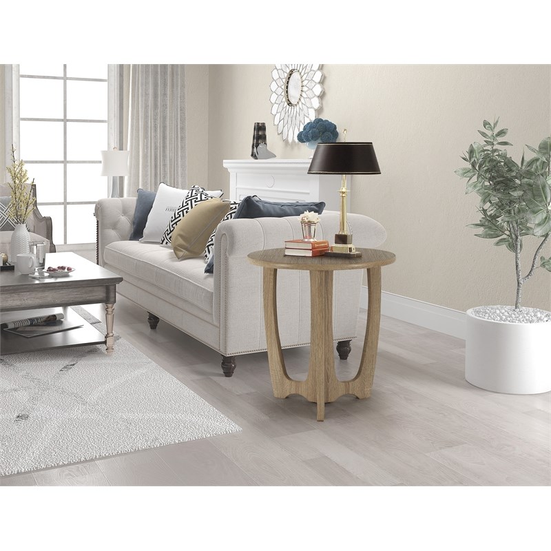 Gallerie Decor Edgewood Contemporary Wood Side Table with Carved Leg in Natural