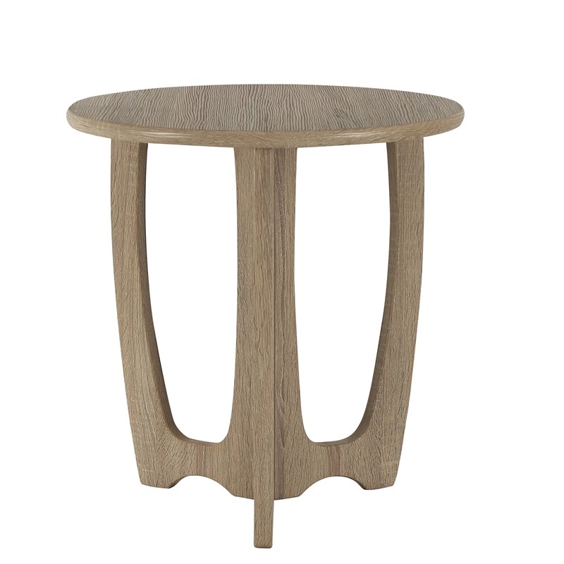 Gallerie Decor Edgewood Contemporary Wood Side Table with Carved Leg in Natural