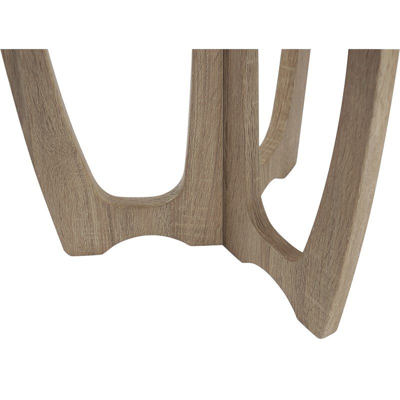 Gallerie Decor Edgewood Contemporary Wood Side Table with Carved Leg in Natural