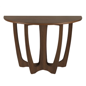 Gallerie Decor Edgewood Wood Console Table with Carved Leg in Walnut