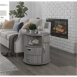 Gallerie Decor All-In-One Round Transitional Wood Side Table in Gray