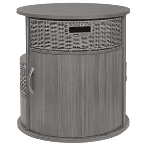 Gallerie Decor All-In-One Round Transitional Wood Side Table in Gray