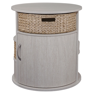 Gallerie Decor All-In-One Round Transitional Wood Side Table in Whitewashed