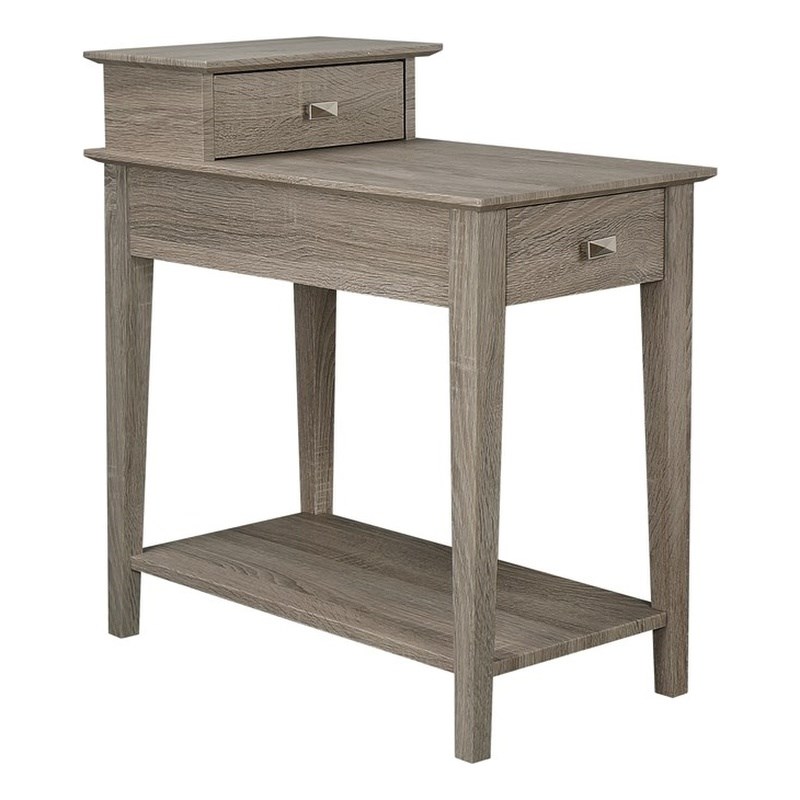 Gallerie Decor All-In-One Transitional Wood Tierra Side Table in Gray