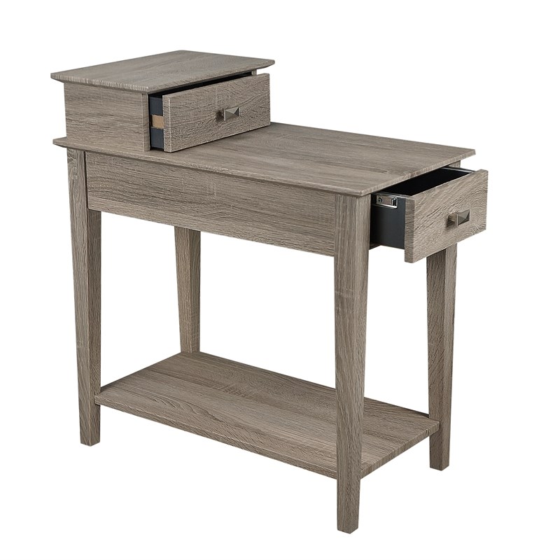 Gallerie Decor All-In-One Transitional Wood Tierra Side Table in Gray