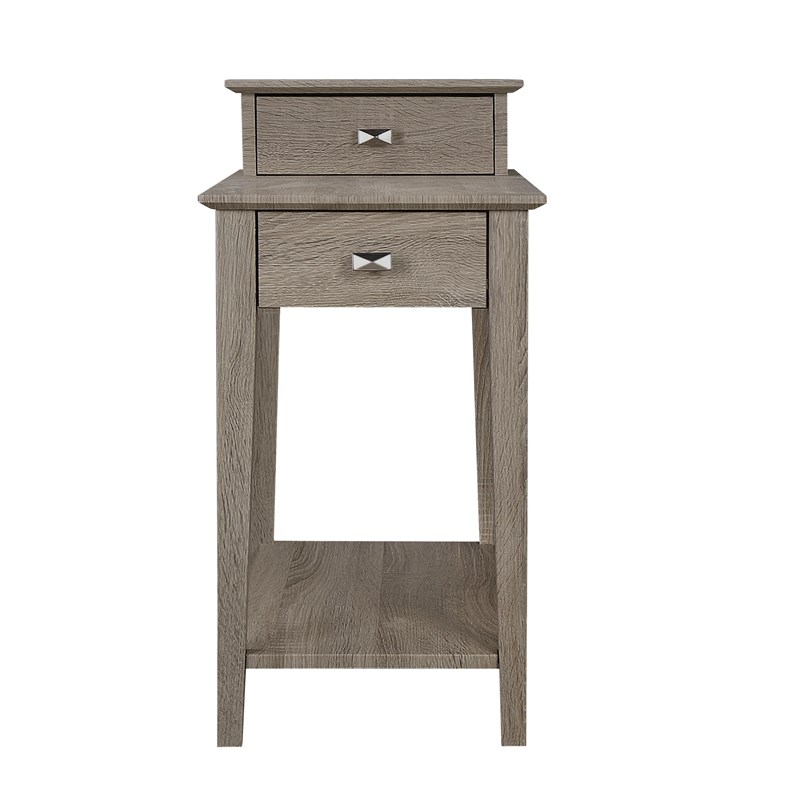 Gallerie Decor All-In-One Transitional Wood Tierra Side Table in Gray