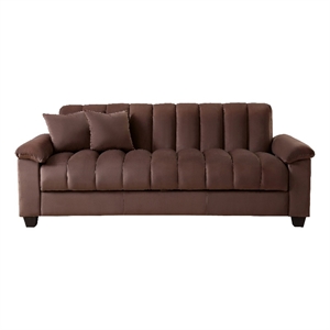 Legend Vansen 83&quot Convertible Modern Velvet Storage Sleeper Sofa Bed in Brown