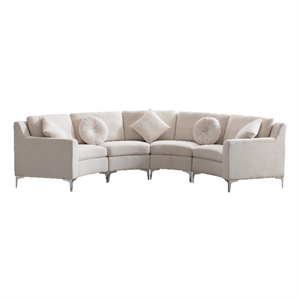 Legend Vansen 136&quot Symmetry Curved Modern Velvet Sectional Sofa in Beige