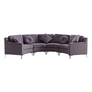 Legend Vansen 136&quot Symmetry Curved Modern Velvet Sectional Sofa in Purple