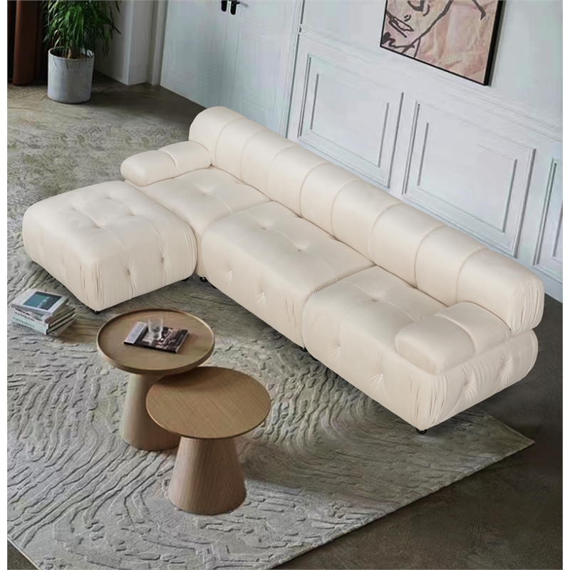 Legend Vansen Flexible Combination Velvet Modular Sectional in Cream