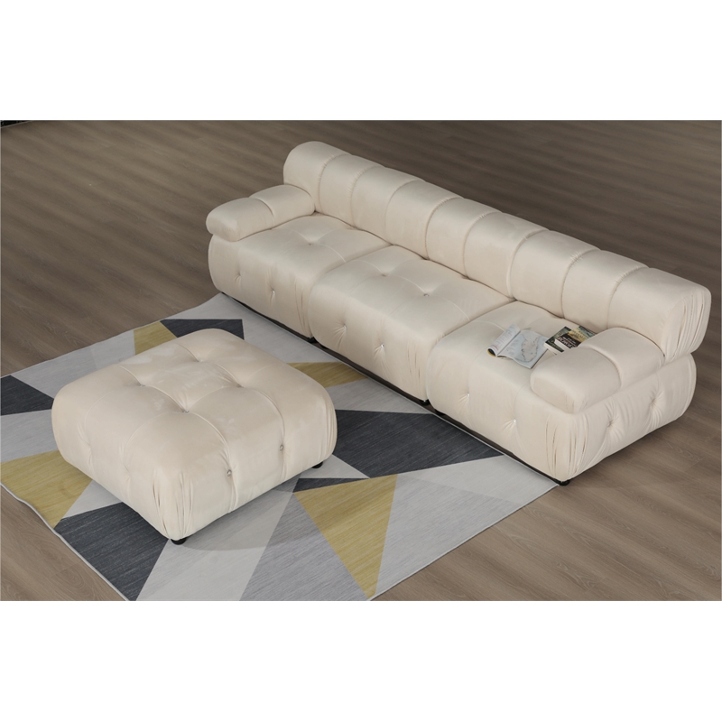 Legend Vansen Flexible Combination Velvet Modular Sectional in Cream