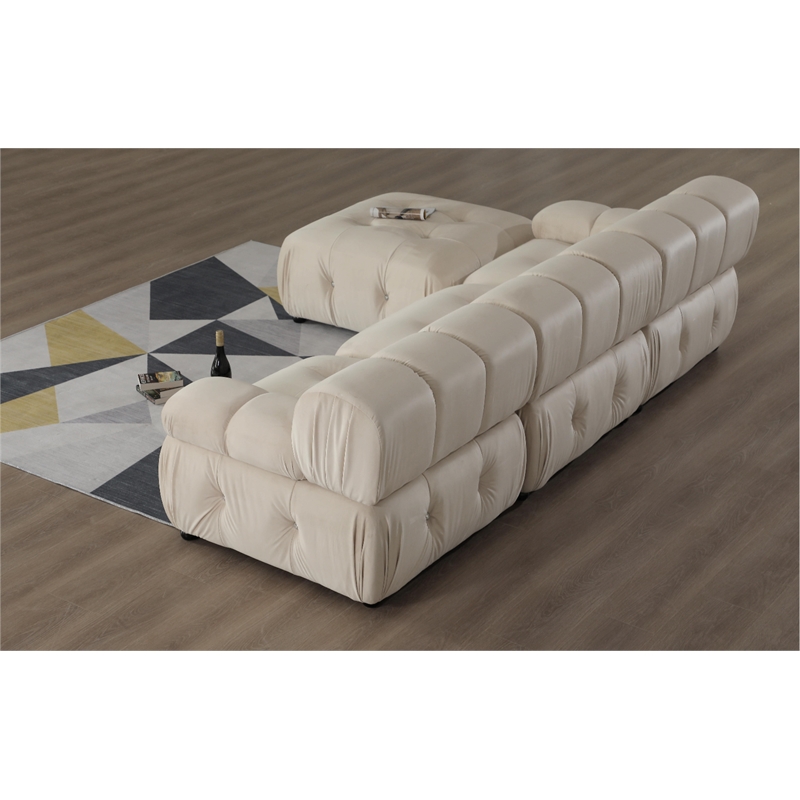 Legend Vansen Flexible Combination Velvet Modular Sectional in Cream