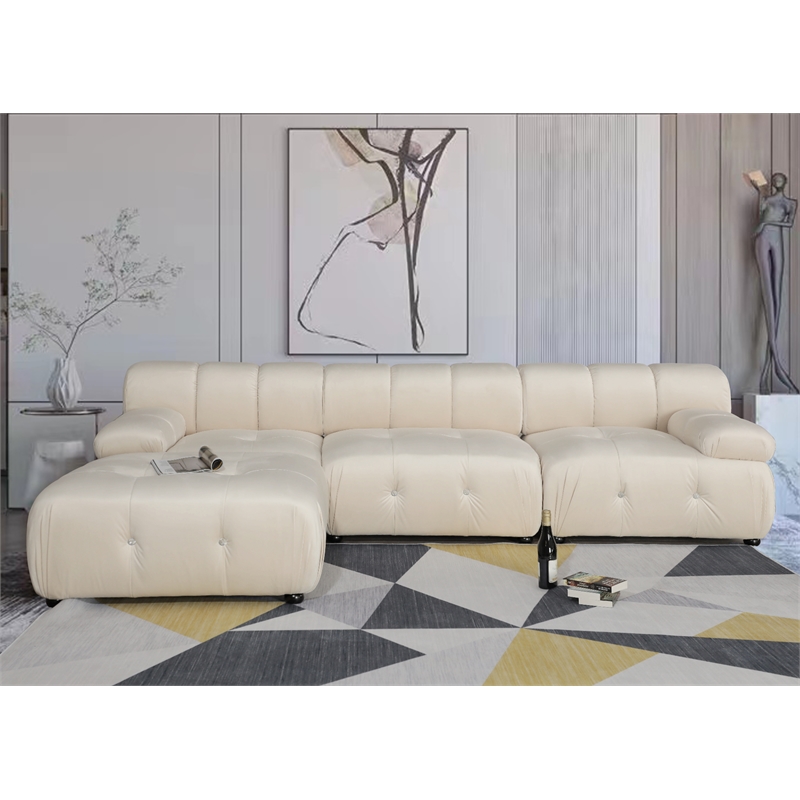 Legend Vansen Flexible Combination Velvet Modular Sectional in Cream
