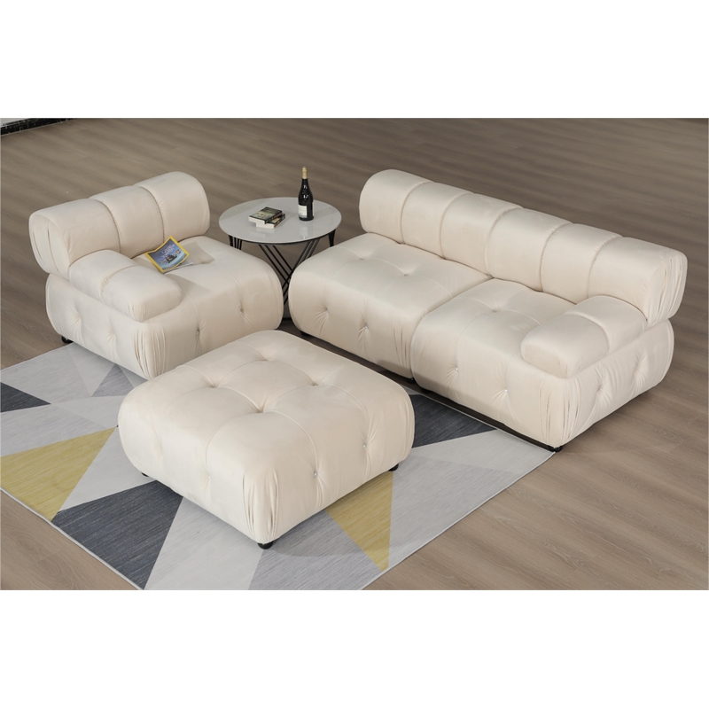 Legend Vansen Flexible Combination Velvet Modular Sectional in Cream