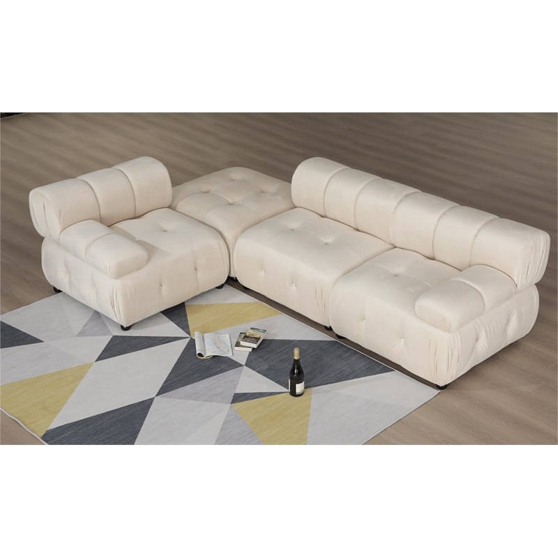 Legend Vansen Flexible Combination Velvet Modular Sectional in Cream