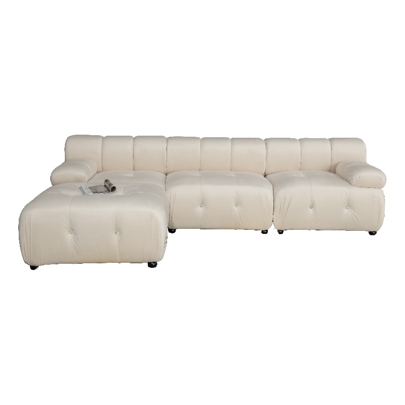 Legend Vansen Flexible Combination Velvet Modular Sectional in Cream
