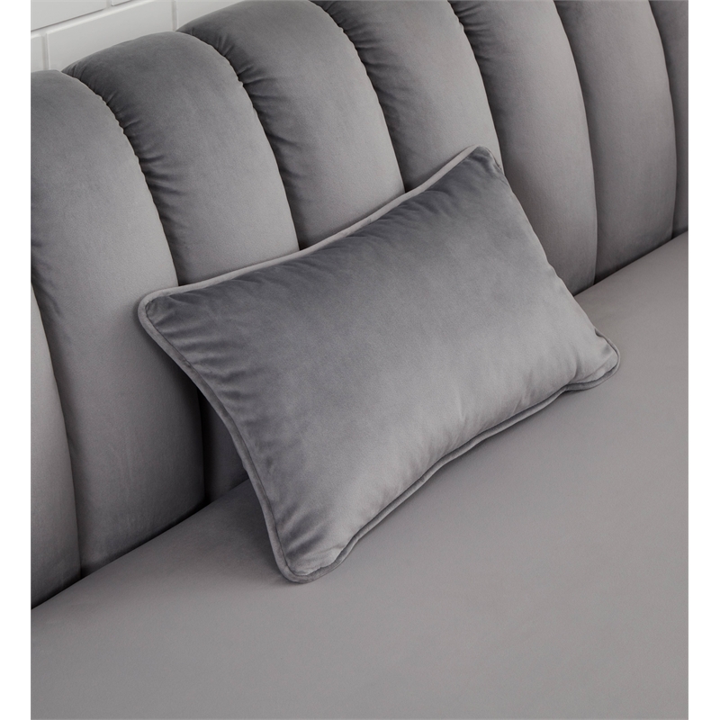 Legend Vansen Modern Velvet Fabric Living Room Sofa and Loveseat Set in Gray