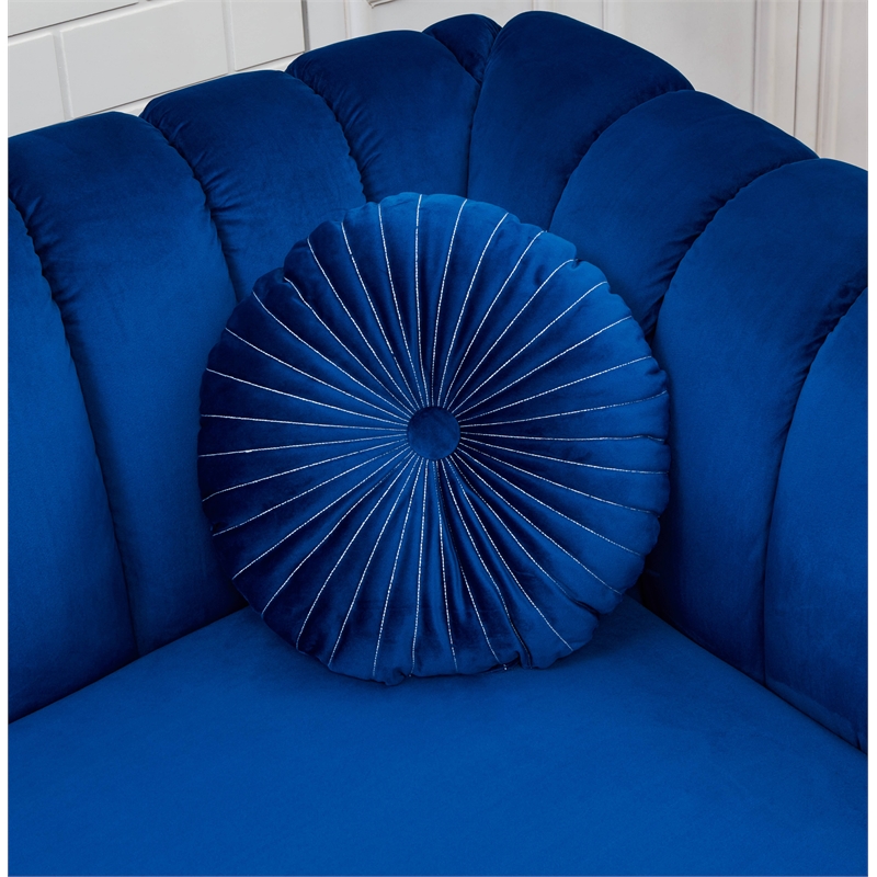 Legend Vansen Modern Velvet Fabric Living Room Sofa and Loveseat Set in Blue