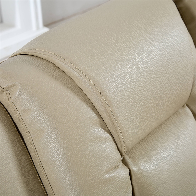 Legend Vansen Modern Bonded Faux Leather Recliner Chair Sofa in Beige