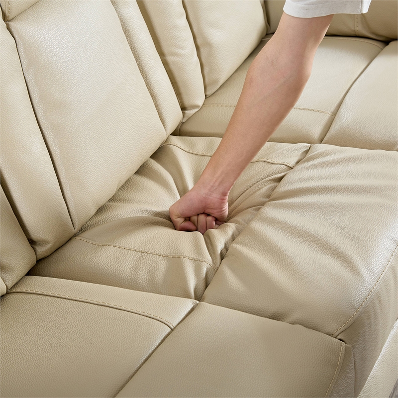 Legend Vansen Modern Bonded Faux Leather Recliner Chair Sofa in Beige