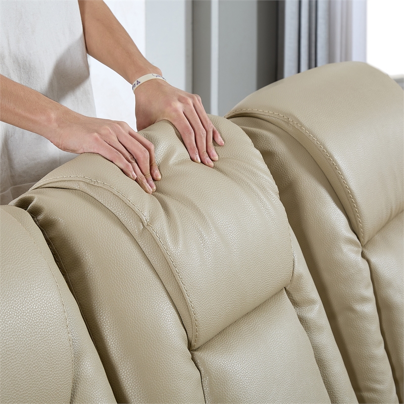 Legend Vansen Modern Bonded Faux Leather Recliner Chair Sofa in Beige