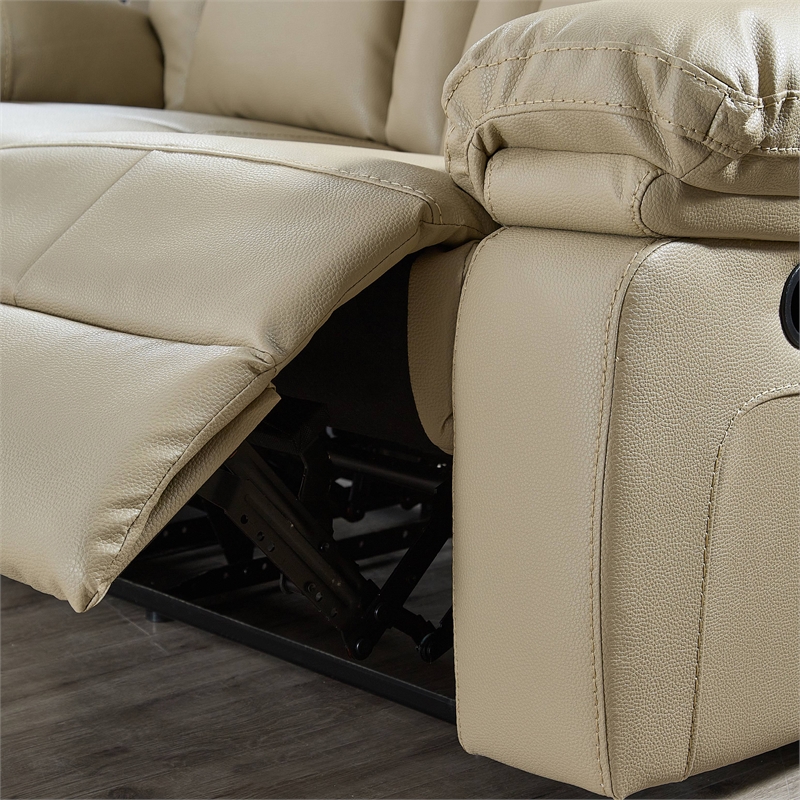 Legend Vansen Modern Bonded Faux Leather Recliner Chair Sofa in Beige