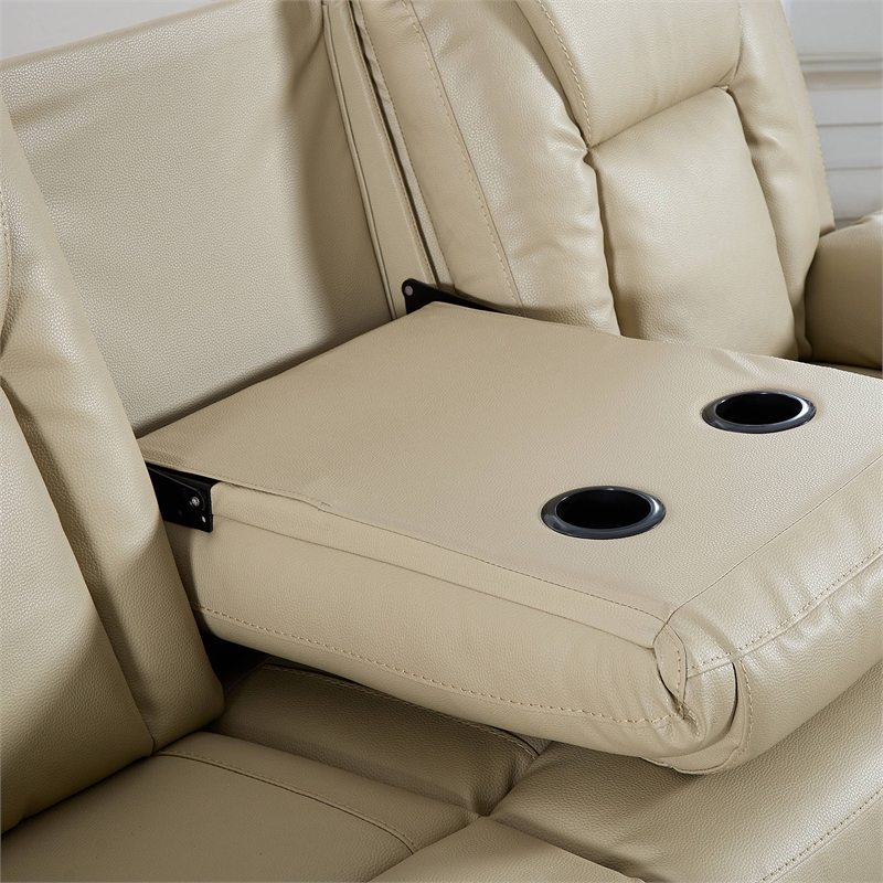 Legend Vansen Modern Bonded Faux Leather Recliner Chair Sofa in Beige