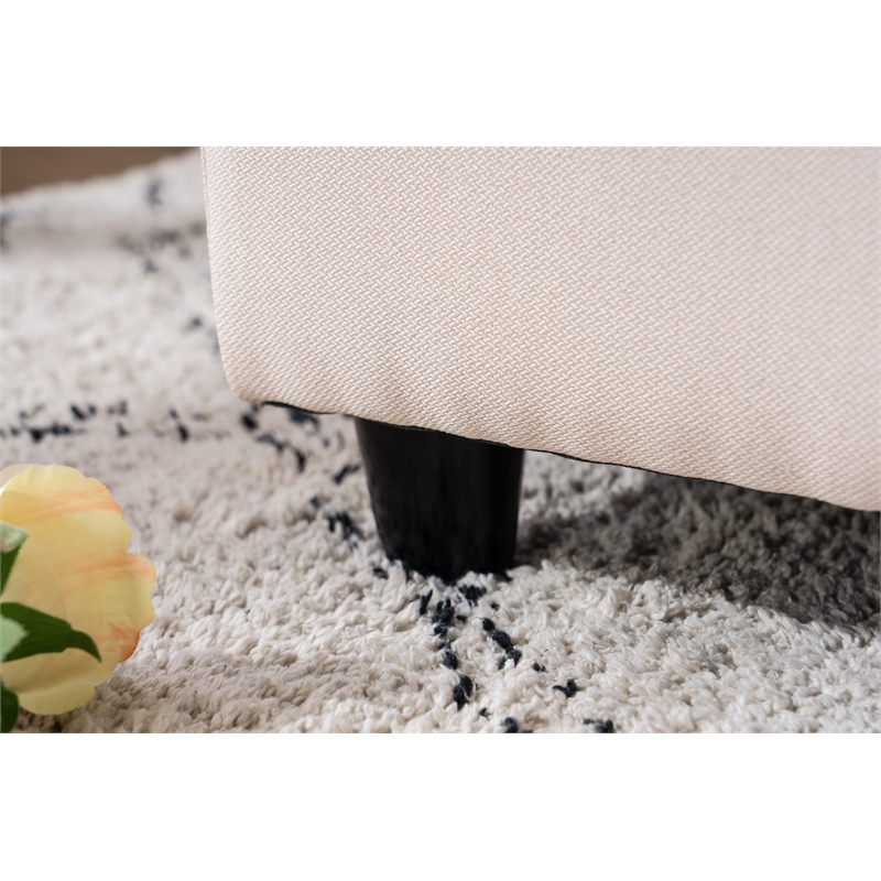 Legend Vansen Tufted Modern Fabric Storage Ottoman with Nailhead Trim in Cream
