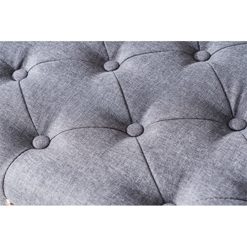 Legend Vansen Tufted Modern Fabric Storage Ottoman with Nailhead Trim in Gray