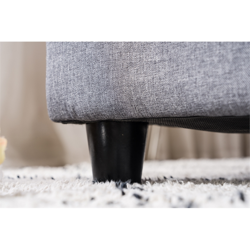 Legend Vansen Tufted Modern Fabric Storage Ottoman with Nailhead Trim in Gray