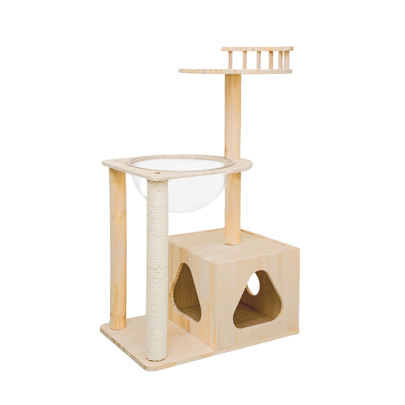Legend Vansen Solid Wood Cat Tower Cat Tree Cat Condo With Space Capsule Nest