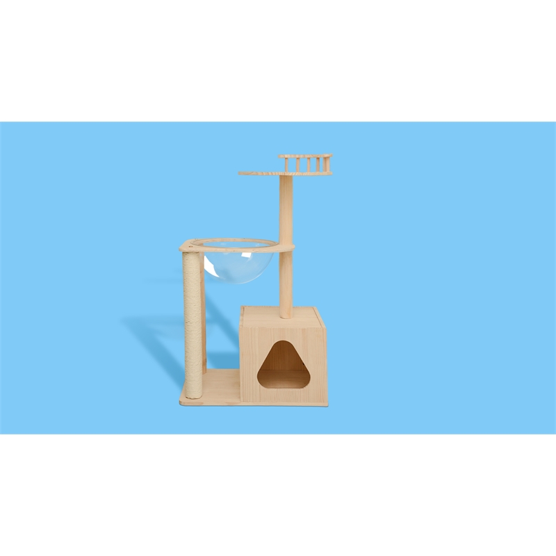 Legend Vansen Solid Wood Cat Tower Cat Tree Cat Condo With Space Capsule Nest