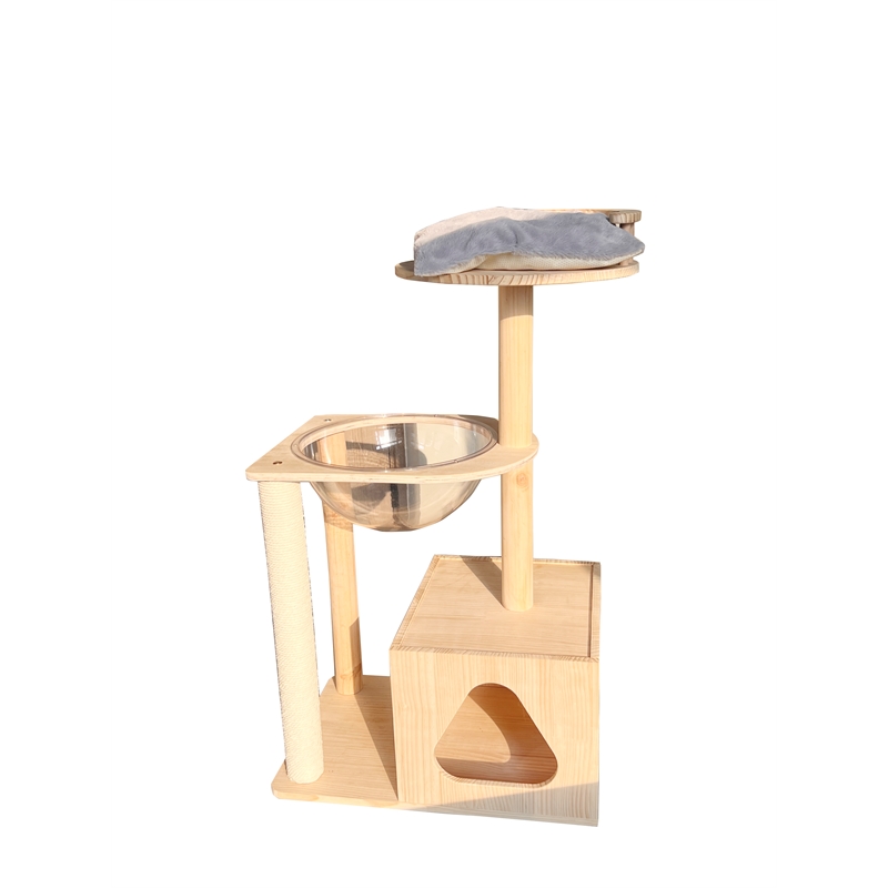 Legend Vansen Solid Wood Cat Tower Cat Tree Cat Condo With Space Capsule Nest