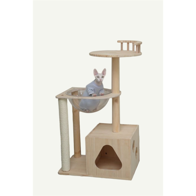 Legend Vansen Solid Wood Cat Tower Cat Tree Cat Condo With Space Capsule Nest