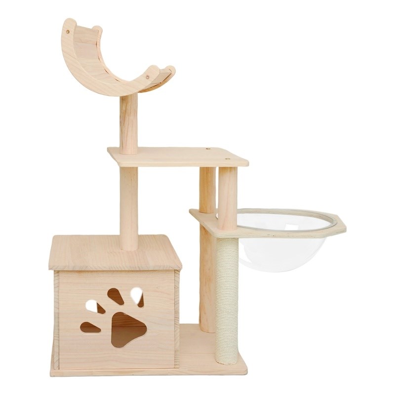 Legend Vansen Solid Wood Cat Tower Cat Tree Cat Condo With Space Capsule Nest