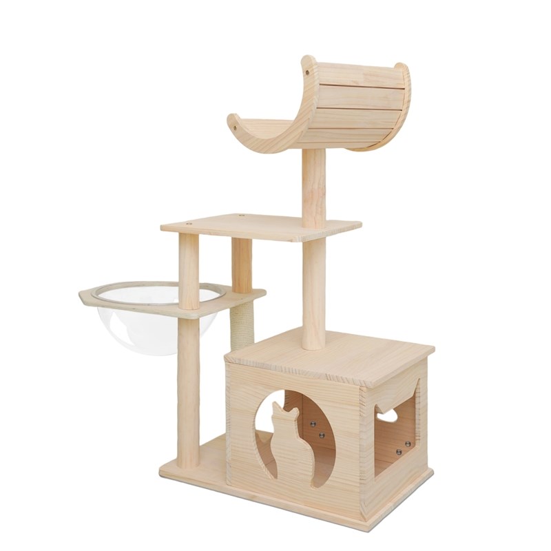 Legend Vansen Solid Wood Cat Tower Cat Tree Cat Condo With Space Capsule Nest