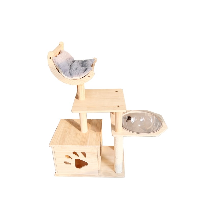 Legend Vansen Solid Wood Cat Tower Cat Tree Cat Condo With Space Capsule Nest
