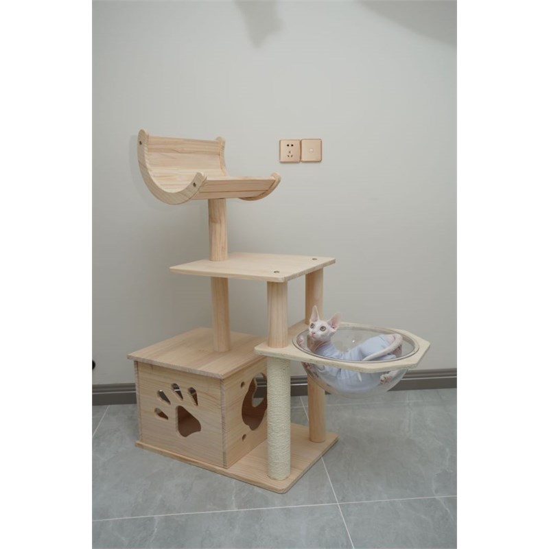Legend Vansen Solid Wood Cat Tower Cat Tree Cat Condo With Space Capsule Nest