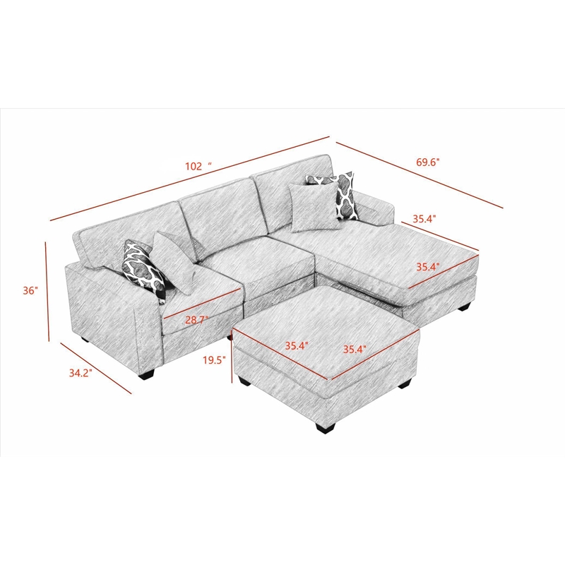 Legend Vansen Fabric Flexible Combination Module Reversible Sectional Sofa