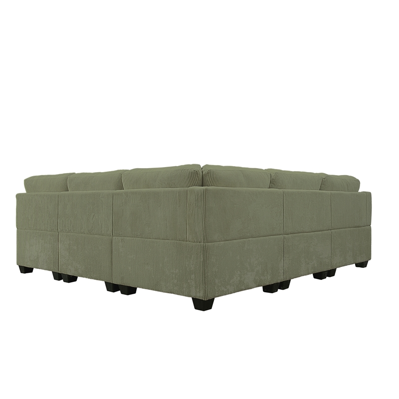 8 PCS Corduroy Flexible Combination Sectional Sofa Olive
