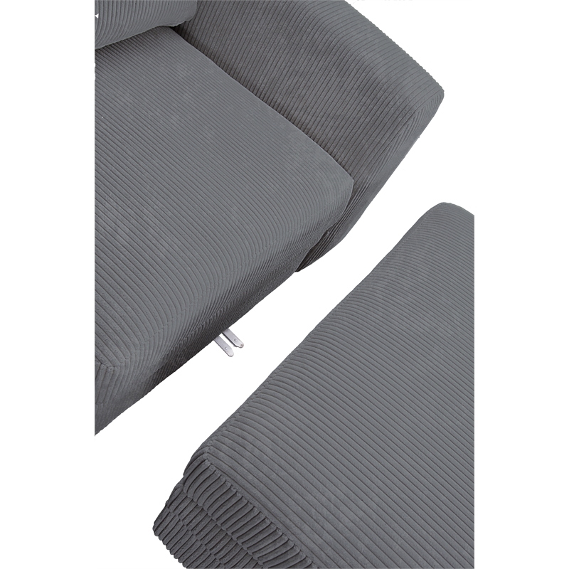 8 PCS Corduroy Flexible Combination Sectional Sofa Dark Grey