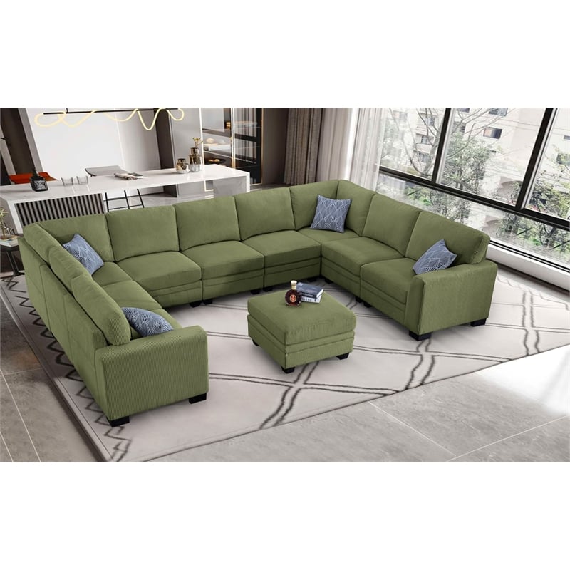 10 PCS Corduroy Flexible Combination Sectional Sofa Dark Grey