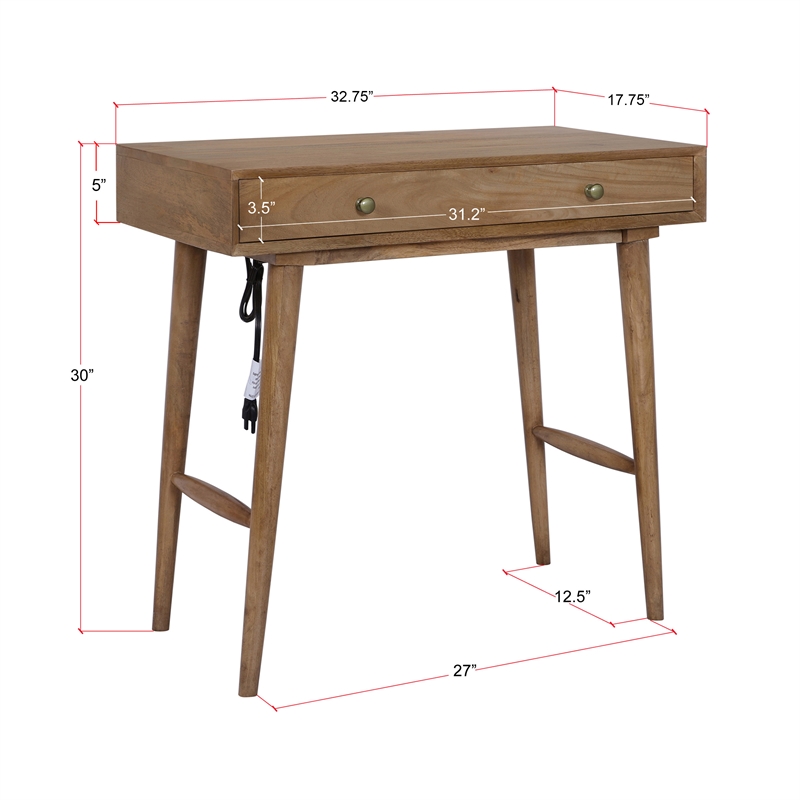 Casartis Living Nordlyn Home Office Desk in Honey Brown