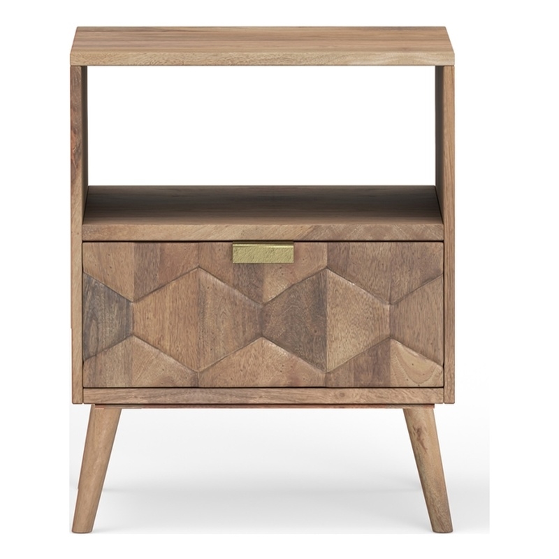 Casartis Living Carson Mid-Century Solid Wood Nightstand in Brown