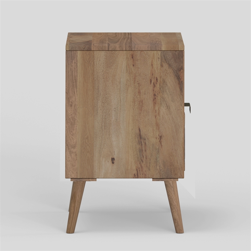 Casartis Living Carson Mid-Century Solid Wood Nightstand in Brown