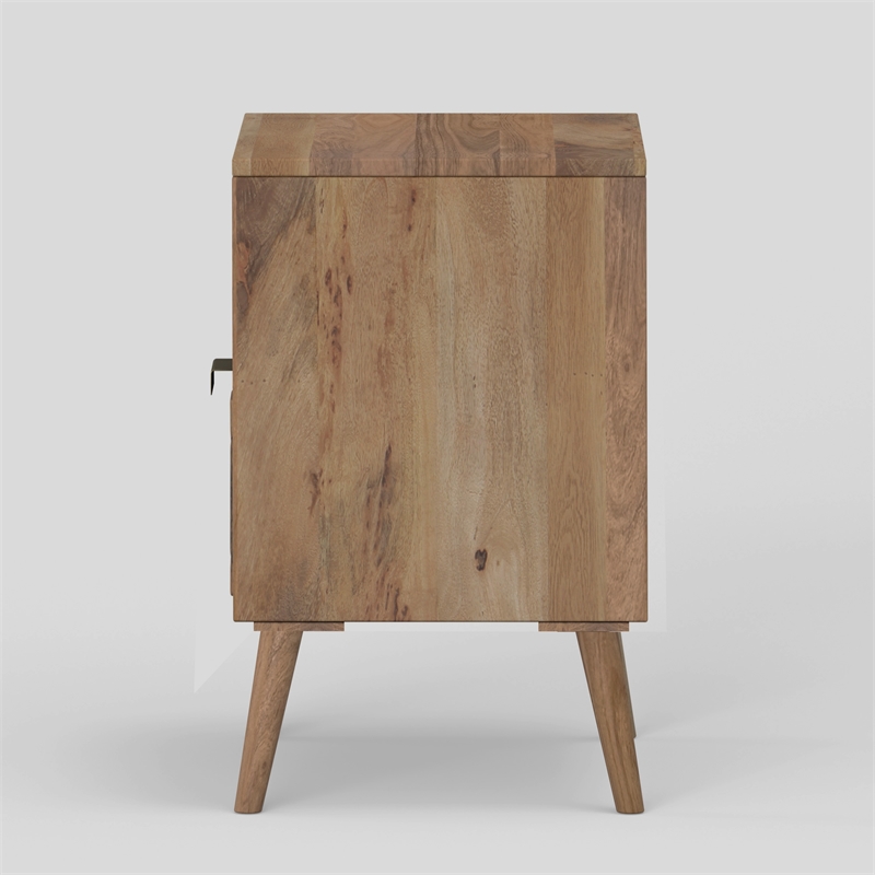 Casartis Living Carson Mid-Century Solid Wood Nightstand in Brown